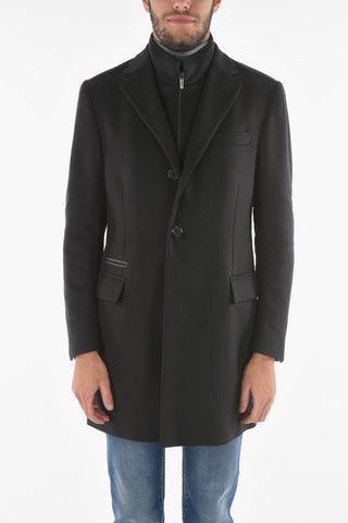 CC COLLECTION Virgin Wool Blend Coat with Removable Chest Piece