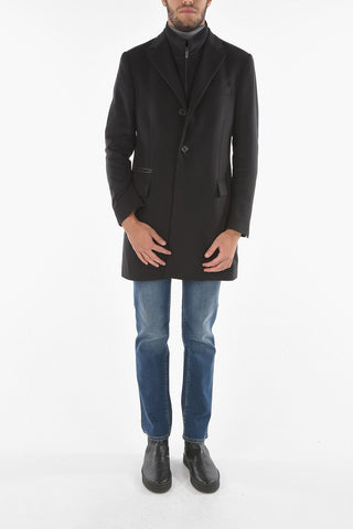 CC COLLECTION Virgin Wool Blend Coat with Removable Chest Piece