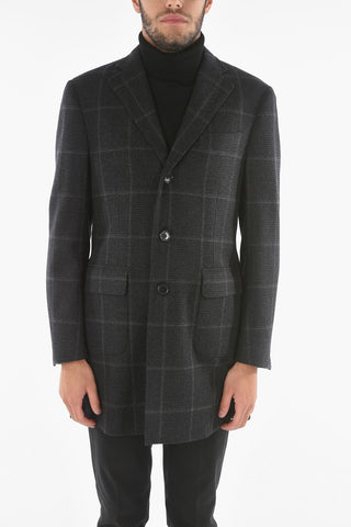 Cappotto a Quadri Windowpane in Lana e Cashmere