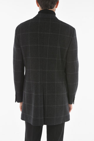 Wool and Cashmere Windowpane Check Coat