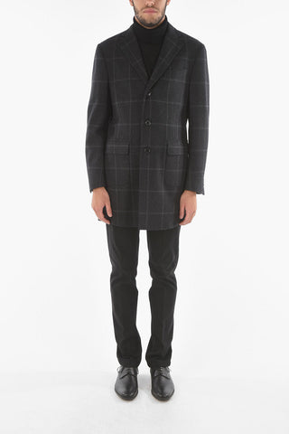 Cappotto a Quadri Windowpane in Lana e Cashmere