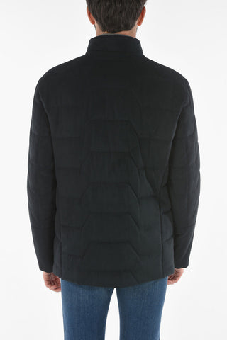 ID Quilted Jacket with Chest Piece and Foldable Hood