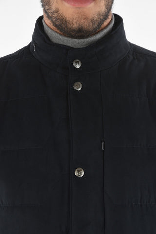 ID Quilted Jacket with Chest Piece and Foldable Hood