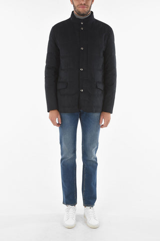 ID Quilted Jacket with Chest Piece and Foldable Hood