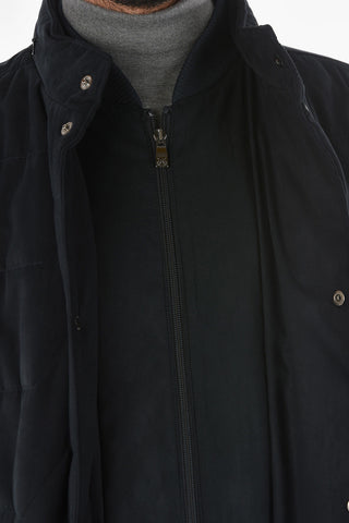 ID Quilted Jacket with Chest Piece and Foldable Hood
