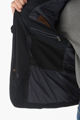 ID Quilted Jacket with Chest Piece and Foldable Hood