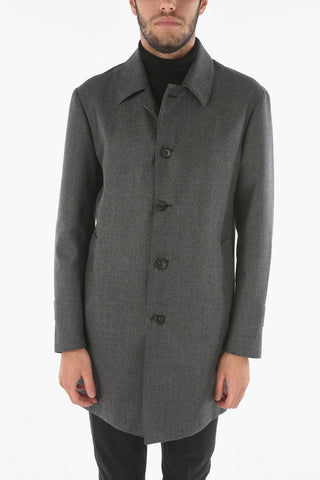 Cappotto in Lana Vergine Fantasia Micro Pied de Poulé