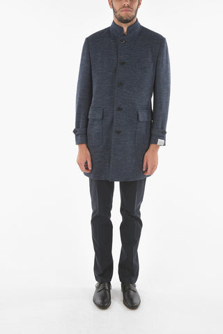 Cappotto Spigato con Tasche con Aletta