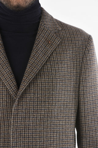 CC COLLECTION Cappotto in Motivo a quadri Tattersall con Iconica Spilla Coleottero