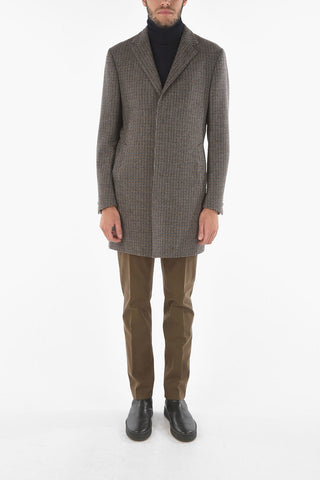 CC COLLECTION Cappotto in Motivo a quadri Tattersall con Iconica Spilla Coleottero