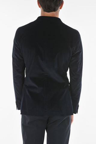 CC COLLECTION Ribbed Velour REWARD Double-breasted Blazer with Peak Lapel