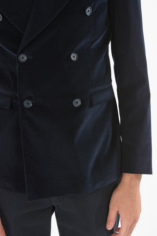 CC COLLECTION Ribbed Velour REWARD Double-breasted Blazer with Peak Lapel