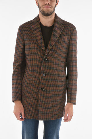 CC COLLECTION Tattersall Checkered Wool Blend Short Coat
