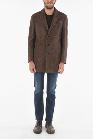 CC COLLECTION Tattersall Checkered Wool Blend Short Coat