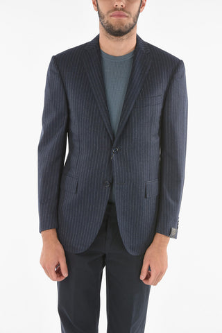 Chalkstriped Wool ACADEMY Blazer with Notch Lapel