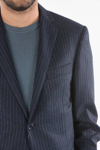 Chalkstriped Wool ACADEMY Blazer with Notch Lapel