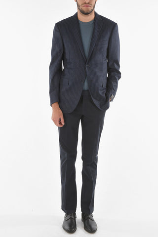 Chalkstriped Wool ACADEMY Blazer with Notch Lapel