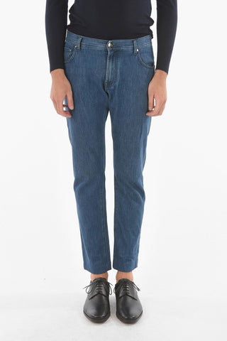 ID Stretchy Denim Mid-wash Jeans with 5 Pockets 19cm