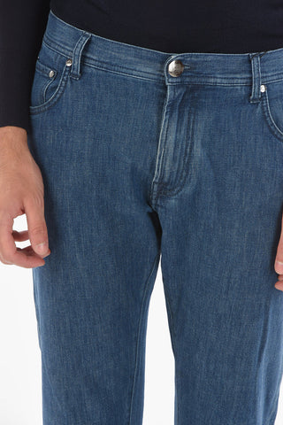 ID Stretchy Denim Mid-wash Jeans with 5 Pockets 19cm