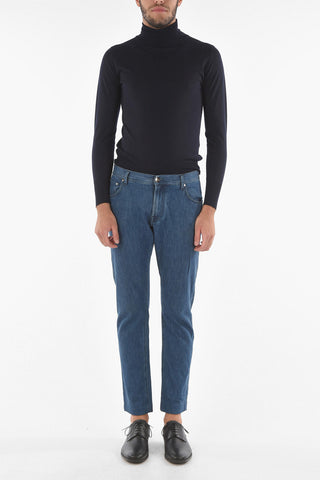 ID Stretchy Denim Mid-wash Jeans with 5 Pockets 19cm