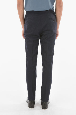 Virgin Wool Single-pleated Chino Pants with Waist Drawstring