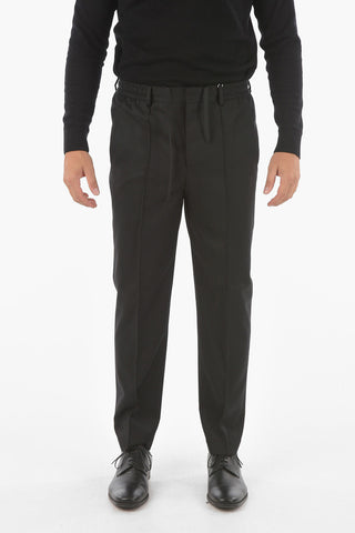 CC COLLECTION Virgin Wool Pants with Waist Drawstring
