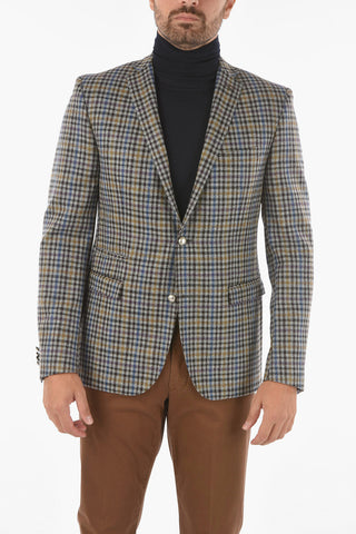 CC COLLECTION Blazer RESET in Motivo Minicheck Multicolore con Iconica Spilla Coleottero