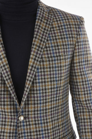CC COLLECTION Blazer RESET in Motivo Minicheck Multicolore con Iconica Spilla Coleottero