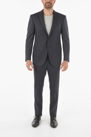 Extrafine Virgin Wool ACADEMY Pinstriped Suit with Notch Lapel