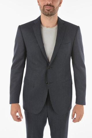 Extrafine Virgin Wool ACADEMY Pinstriped Suit with Notch Lapel