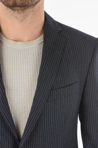 Extrafine Virgin Wool ACADEMY Pinstriped Suit with Notch Lapel
