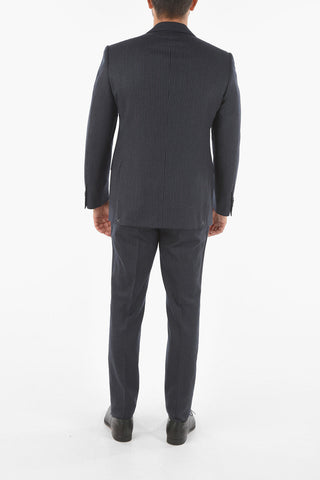 Extrafine Virgin Wool ACADEMY Pinstriped Suit with Notch Lapel