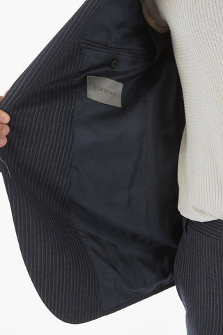 Extrafine Virgin Wool ACADEMY Pinstriped Suit with Notch Lapel