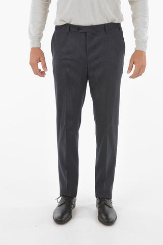 Extrafine Virgin Wool ACADEMY Pinstriped Suit with Notch Lapel