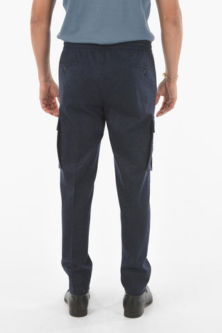 Pantaloni in Lana Vergine con Elastico in Vita e Maxi Tasche Laterali