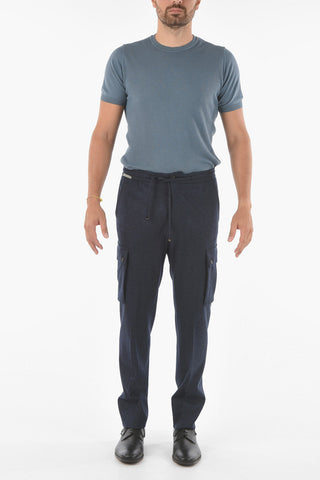 Pantaloni in Lana Vergine con Elastico in Vita e Maxi Tasche Laterali