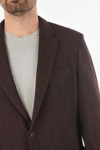 ID Embossed Minicheckered Bleisure Blazer with Notch Lapel