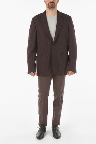 ID Embossed Minicheckered Bleisure Blazer with Notch Lapel