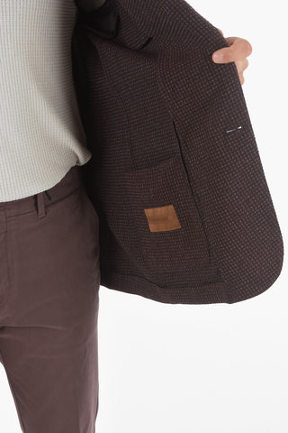 ID Embossed Minicheckered Bleisure Blazer with Notch Lapel