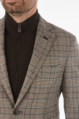 ID Windowpane Check Blazer with Removable Chest Piece