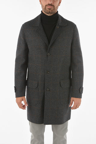 Cappotto Reversibile in lana Vergine con Motivo in Pied de Poule
