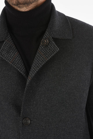 Cappotto Reversibile in lana Vergine con Motivo in Pied de Poule