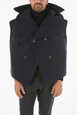 MM10 Double-breasted Virgin Wool Blend Cape