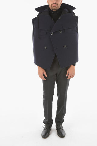 MM10 Double-breasted Virgin Wool Blend Cape
