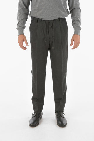 ID Virgin Wool Blend Chino Pants with Double Pleat