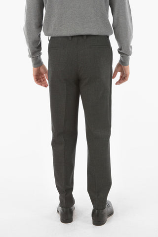ID Virgin Wool Blend Chino Pants with Double Pleat