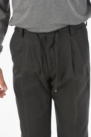 ID Virgin Wool Blend Chino Pants with Double Pleat