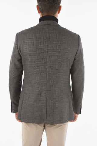 Houndstooth Patterned Blazer with Notch Lapel