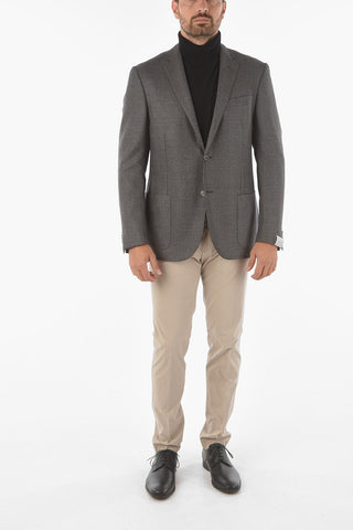 Houndstooth Patterned Blazer with Notch Lapel