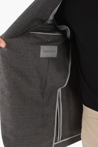 Houndstooth Patterned Blazer with Notch Lapel